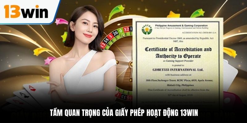 Tầm quan trọng của giấy phép hoạt động của 13WIN